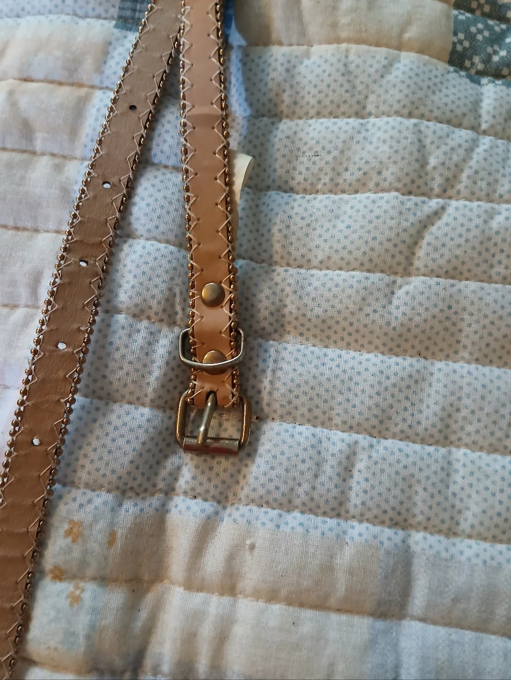 Girls Tan Decorative Stitch Belt - Kids Accessories